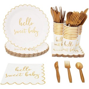 Serves 24 Hello Sweet Baby Shower Party Supplies Decorations for Kids Boys Girls - 1 of 4