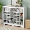 Modern 24 Shoe Cubby Console,Freestanding Shoe Cabinet Storage,Wooden Shoe Rack Organizer with Curved Base for Entryway Hallway Living Room Black - 2 of 4