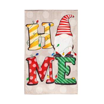 Winter Gnome Burlap Monogram Letter M Garden Flag 18 X 12.5