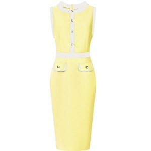 Hobemty Women's Office Sleeveless Contrast Color Sheath Dresses - 1 of 4