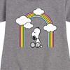 Girls' - Peanuts - Snoopy Looking Up Rainbow Graphic Short Sleeve Fleece Dress - 2 of 4