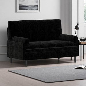2-Seater Velvet Sleeper Sofa with Recliner & Foam Cushions - 1 of 4