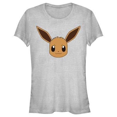 Juniors Womens Pokemon Eevee Face T-shirt - Athletic Heather - Large ...