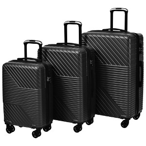 3 Pieces Luggage Sets Travel Suitcase with Double Spinner 8 Wheels TSA Lock Silent-Running Lightweight Hardshell Suitcase 20'' 24'' 28'' - 1 of 4