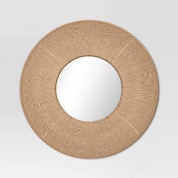30" Round Jute Macrame Woven with 15" Round Mirror Wall Décor Brown - Threshold™