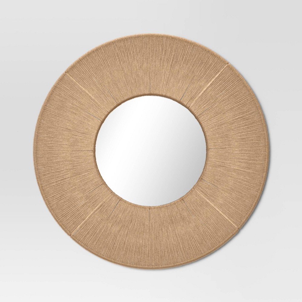 30" Round Jute Macrame Woven with 15" Round Mirror Wall Décor Brown - Threshold™
