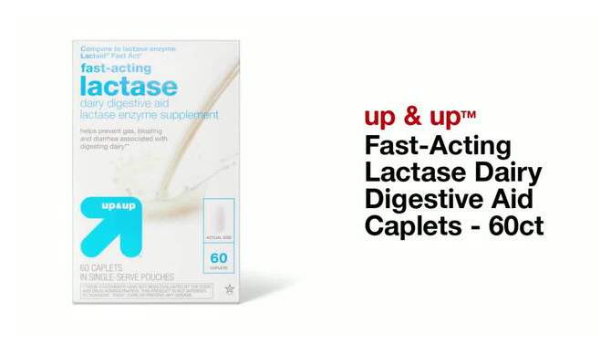 Fast-Acting Lactase Dairy Digestive Aid Caplets - 60ct - up &#38; up&#8482;, 2 of 6, play video