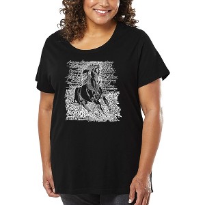 LA Pop Art Women's Word Art T-shirt - POPULAR HORSE BREEDS - 1 of 4