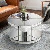 Luxury Double-Tier Round Coffee and End Table Set with Glass, Modern Cylinder Side Table for Living Room-Maison Boucle - 3 of 4