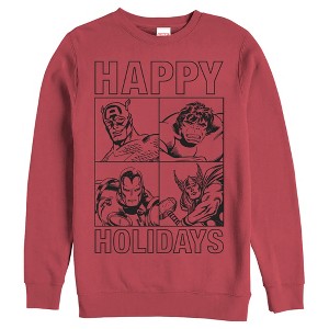 Men's Marvel Happy Hero Holiday Sweatshirt - 1 of 3
