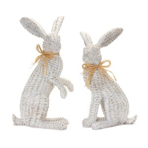 Melrose Wicker Rabbit Statue (Set of 2) - 1 of 4