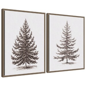 Kate & Laurel All Things Decor 2pc Sylvie Vintage Evergreen Fir Tree Framed Canvas by the Creative Bunch - 1 of 4
