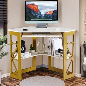VECELO 41 in Corner Computer Desk with Storage Shelves & Charging Station, Gamer Desk, Modern Computer Desk for Home Office Workstation - 1 of 4