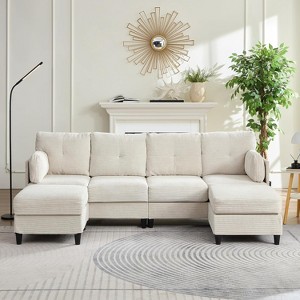 Mjkone 89" U Shaped Sectional Couches with Storage Ottoman - 1 of 4