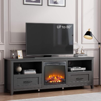 SAINTCY 70 in TV Stand with Fireplace and drawers
