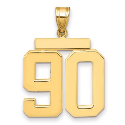 Black Bow Jewelry 14k Yellow Gold, Athletic Collection, Large Polished Number 90 Pendant