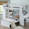 Infurnic Beds, Bunk Bed Twin Over Twin with Ladder, High Guardrail, Desk and Wardrobe, Space Saving Bunk Bed for Kids, White, 76.77"*36"*72" - 2 of 4