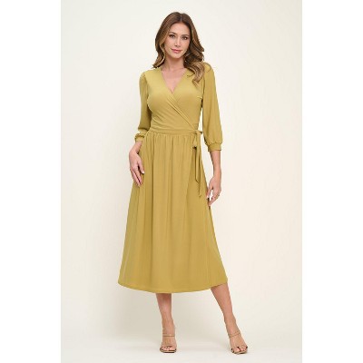 WEST K Womens Hadley Three Quarter Sleeve Full Wrap Dress