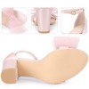 BLISSFUL STEP Women's Bow Tie Ankle Buckle Strap Chunky High Heels Sandals - 3 of 3