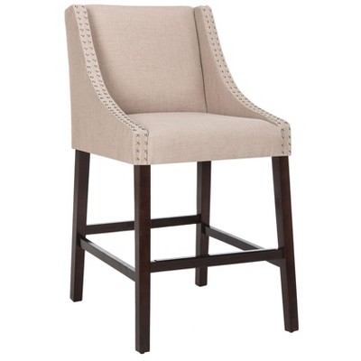 Espresso Elegance 44" Transitional Linen Taupe Bar Stool