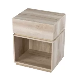 Gelday Side Table with Charging Station Whitewashed Oak - Aiden Lane