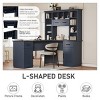 65" L-Shaped Wood Computer Desk with Hutch and Storage Shelves, Corner Workstation with Drawers and Cabinets for Home Office -3irtyhousy - 3 of 4