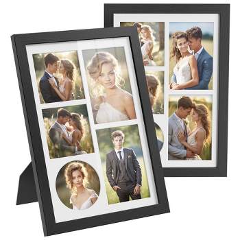 SONGMICS A4 Picture Frame Collage for Wall Decor, 4x6 Multi Photo Frame for Desk, 8x10, 8x12 or 4x4 Photos with 3 Mats, 9x12 Without Mat, Glass Front