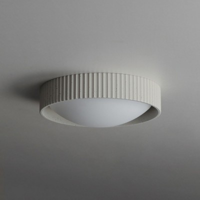 Chaulk White Concrete LED Flush Mount Ceiling Light