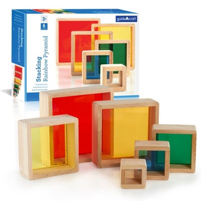 Guidecraft Stacking Transparent Rainbow Pyramid Set