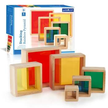 Guidecraft Stacking Transparent Rainbow Pyramid Set - 6 Pieces