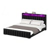 King Size Upholstered Bed Frame Velvet Platform With 4 Storage Drawers and LED Lights and Charging StationFor Bedroom Modern Design - 2 of 4
