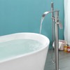 Cobbe Brushed Nickel Floor Standing Tub Faucet Single Handle Freestanding Tub Filler with Swivel Spout Hand Shower and 59-Inch Hose - 3 of 4