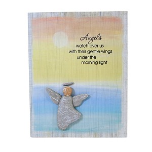 Home Decor 9.0 Inch Angel Watch Over Us Wall Plaque Pebble Art Wall Signs - 1 of 3