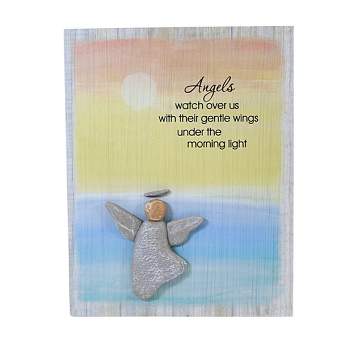 Home Decor 9.0 Inch Angel Watch Over Us Wall Plaque Pebble Art Wall Signs