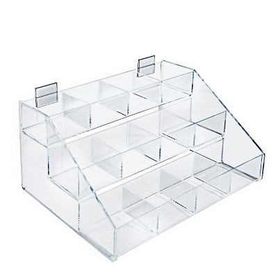 Clear Acrylic Three-Tier 12 Compartment Counter Display Rack