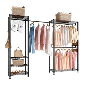 VEVOR Clothing Garment Rack, Heavy Duty Clothes Rack, Freestanding Clothes Racks with Steel Frame, 800 lbs Load Capacity with Storage Shelves,Black - 1 of 4