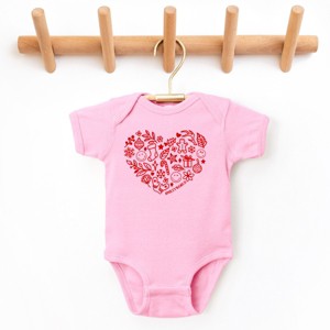 SmileyWorld Christmas Outline Heart - Baby Short Sleeve Graphic Bodysuit - 1 of 4