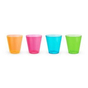 True Neon Multicolor Plastic Party Shot Glasses - Disposable Glasses for Outdoor Drinking - Assorted Colors 2oz Set of 60 - 1 of 3