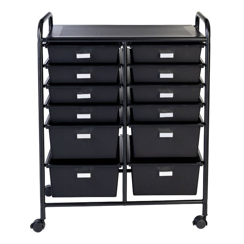Honey-Can-Do 12 Drawer Rolling Cart Black, 1 of 4