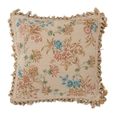 C&F Home 17" x 17" Blue Antique Floral Needlepoint Pillow