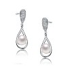 Guili Sterling Silver Drop Earrings with Freshwater Pearl and Cubic Zirconia in Rhodium or 14K Gold Plating for a Graceful, Chic, and Timeless Look - 4 of 4