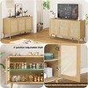 SEVOBAL Utility Storage Cabinets Three Door Rattan Buffet Sideboard Natural Texture Hidden Storage Dining Living Entryway, Beige, 15.5"*47.2"*27.6" - 3 of 4