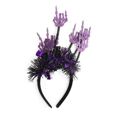 Unique Bargains Halloween Skulls Pattern Headband 4.72" Diameter Black Purple 1 Pc
