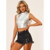 Allegra K Women's Metallic Crop Shiny Sleeveless Holographic Party Tank Tops - 2 of 4