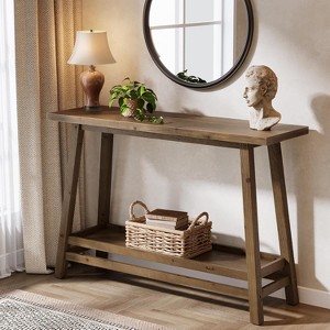Lantine 41.3" Solid Wood Console Table, 2-Tier Farmhouse Entryway Table, Behind Couch Sofa Table for Living Room, Hallway, Foyer - 1 of 4