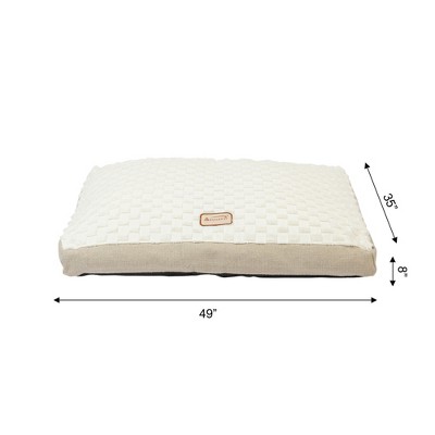Extra Large Beige and White Velvet Dog Bed with Poly Fill