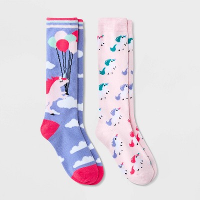 Girls' 2pk Knee High Uniform Socks - Cat & Jack™ Blue