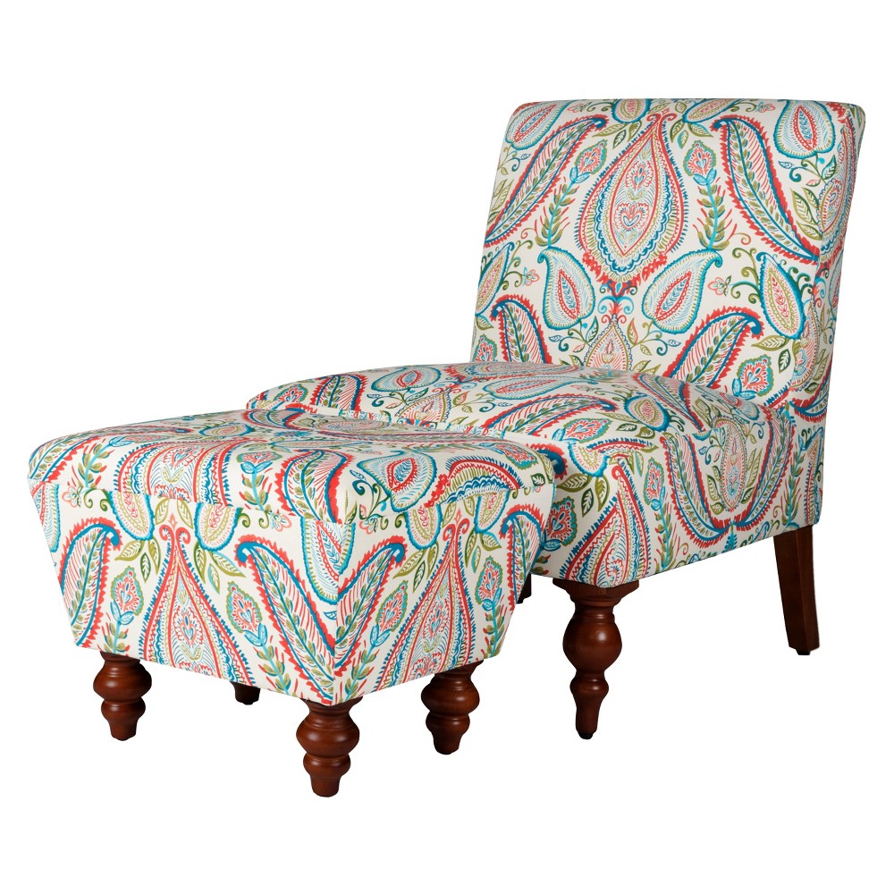 Slipper Accent Chair and Ottoman Coral/Turquoise - HomePop was $349.99 now $279.99 (20.0% off)