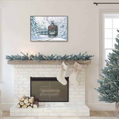 Christmas Train Snowy Landscape Canvas Wall Art Print