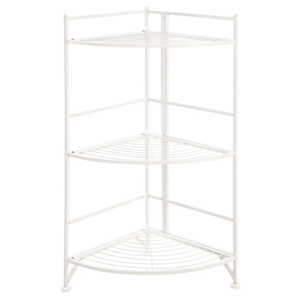 Photos - Garden & Outdoor Decoration 32.5" 3 Tier Corner Folding Metal Corner Shelf White - Breighton Home